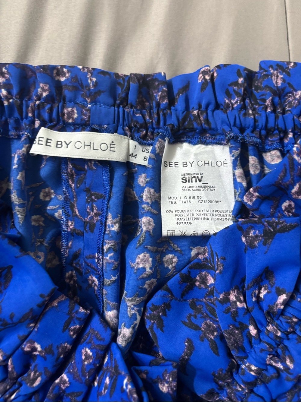 See By Chloe Blue Floral Elastic Waist mini skirt